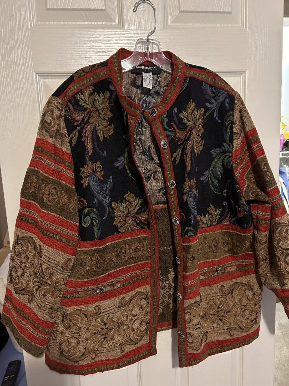 Vintage Multicolored Sag Harbor Tapestry Jacket sz 18W